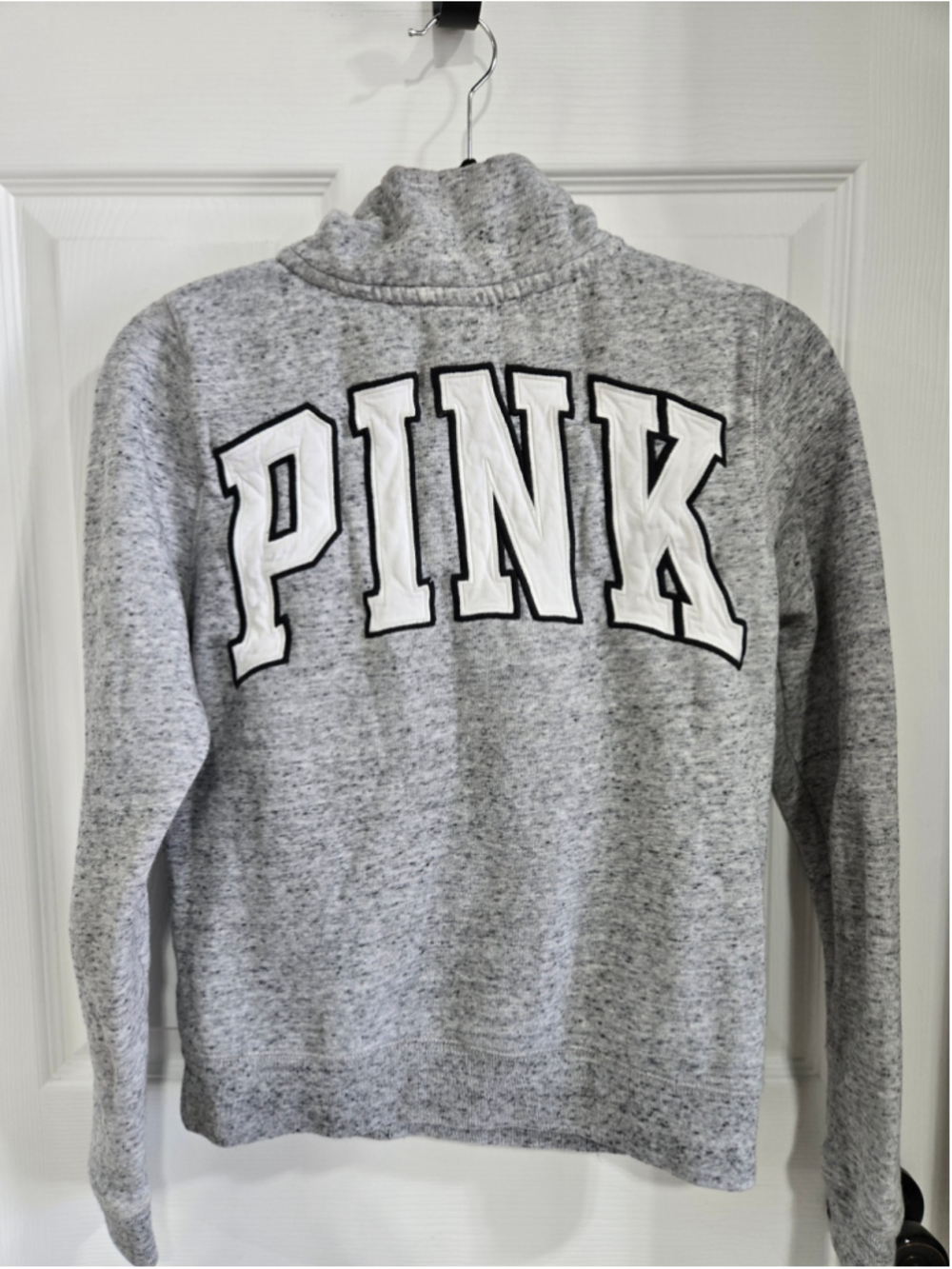Women's Victoria's Secret PINK Quarter-Zip Sweatshirt XS Grey White